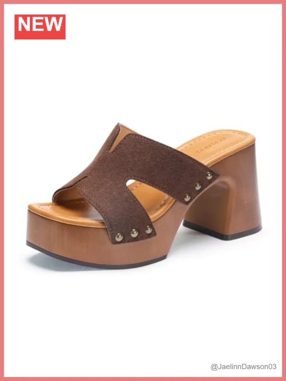 Chunky Platform Sandals Studded Square Block Heel Slip On Summer Women Casual
